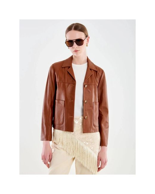 Leather Jackets ViCOLO de color Brown
