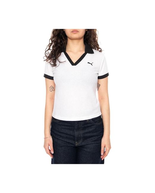 PUMA Wardrobe Ess Polo in het White