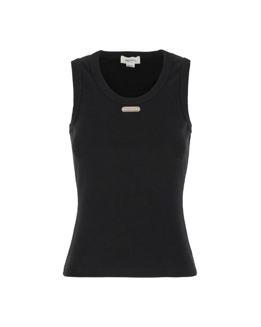 McQueen Black Sleeveless Tops