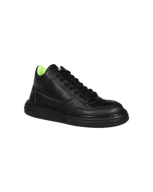 MSGM Schoenen ,Zwart ,Leer Sneakers Met Ronde Neus En Veters in het Black voor heren