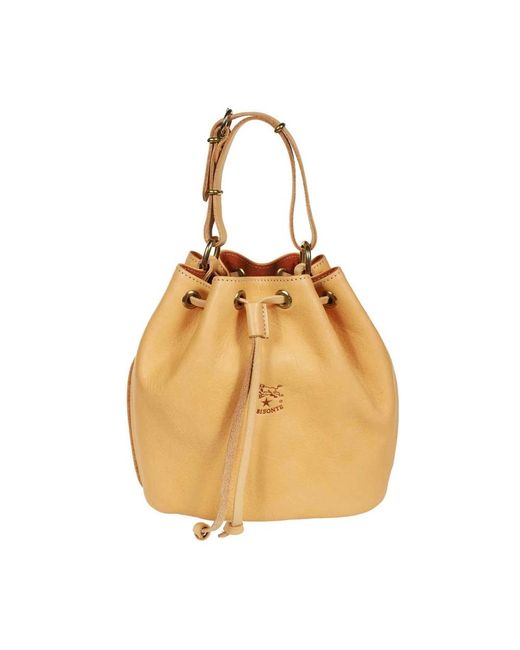 Il Bisonte Metallic Schicke Leder Eimer Tasche