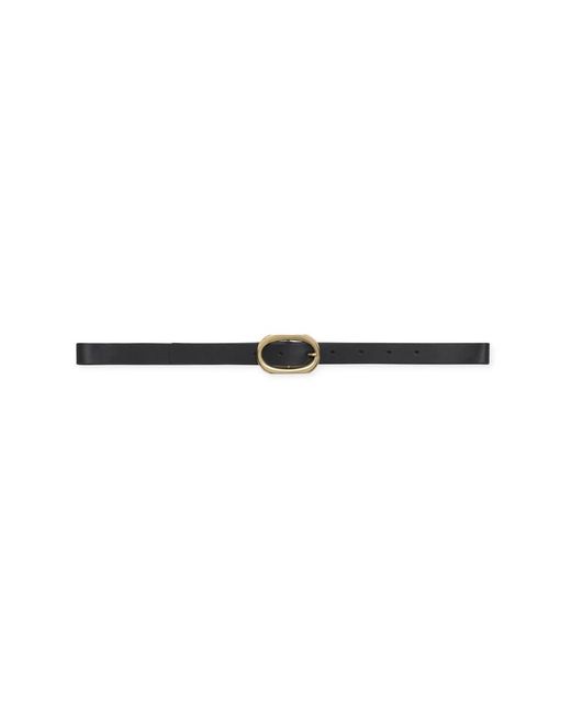 Anine Bing Black Leather Belt With-Tone Hardware