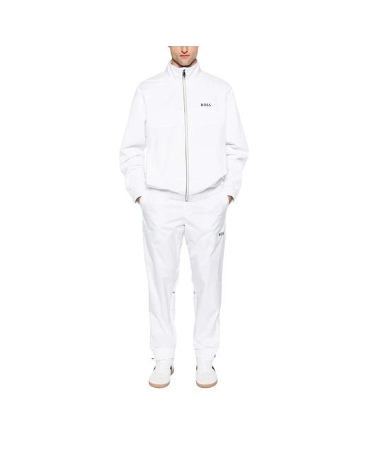 HUGO Weißer Jumpsuit Mit Reißverschluss Und Umschlagbündchen in White für Herren