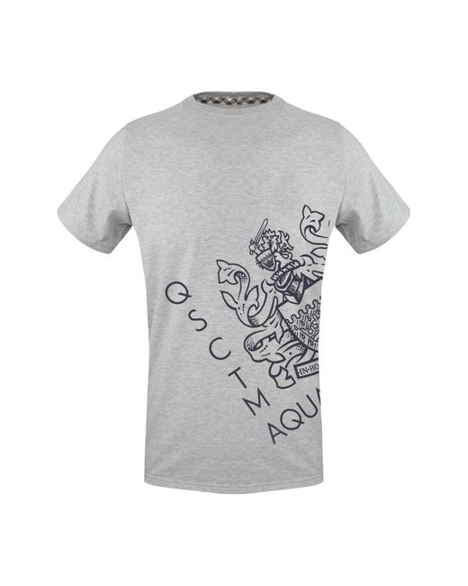 T-shirt a girocollo monocolore di Aquascutum in Gray da Uomo