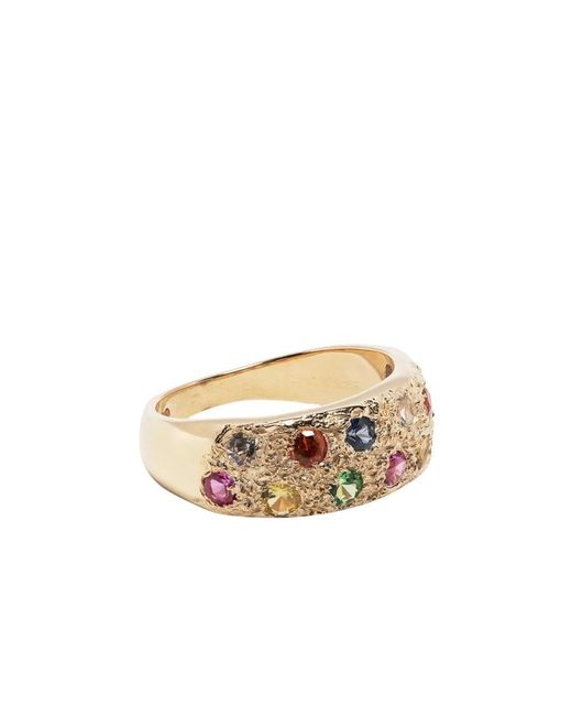 Bleue Burnham Natural 9 Karat Hammerschlag Saphir Ring