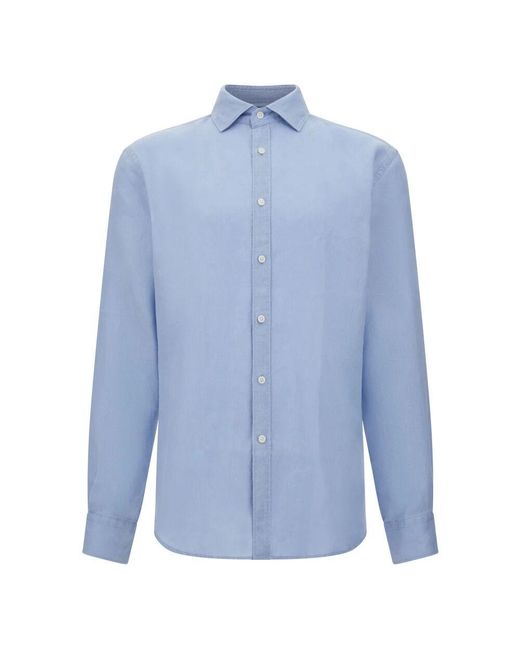 Boggi Regular Fit Leinenhemd in Blue für Herren