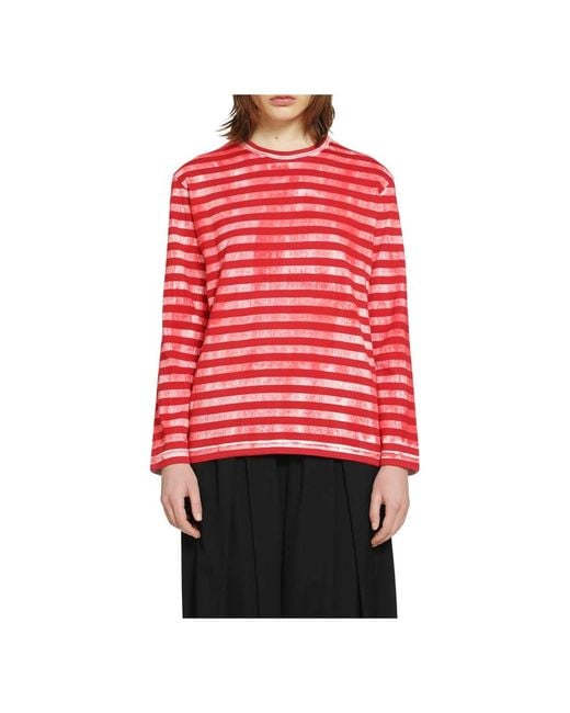Comme des Garçons Red Long Sleeve T-Shirts