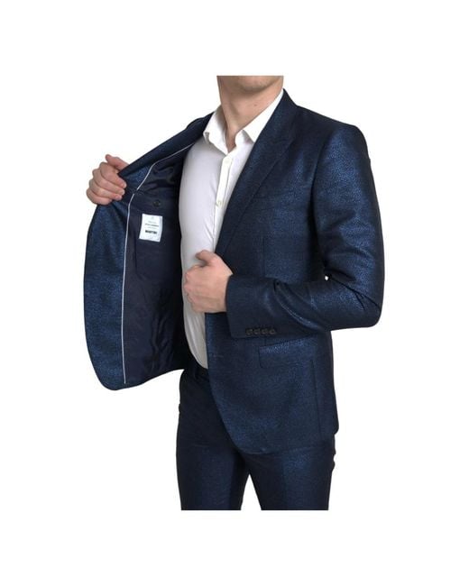 Dolce & Gabbana Slim fit metallic blauer 2-teiliger anzug in Blue für Herren