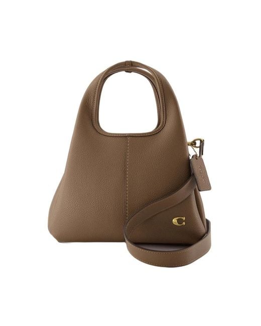 COACH Brown Genarbte Leder-Schultertasche
