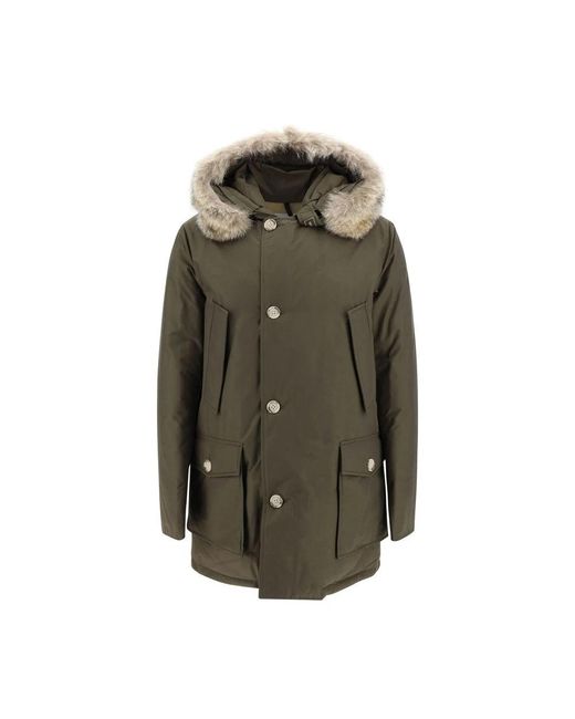 Woolrich Jassen ,Groen ,Katoen Arctische Parka Jas Met Bontdetail in het Green voor heren