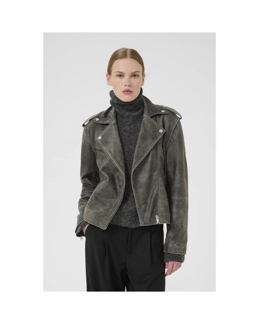Leather Jackets Gestuz en coloris Gray