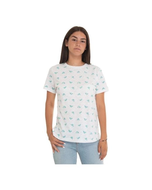 T-shirt slim fit in cotone con stampa logo di Emporio Armani in White