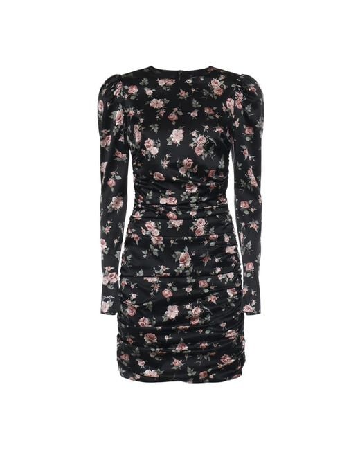 Dolce & Gabbana Black Stretch Silk Mini Dress With Iconic Print