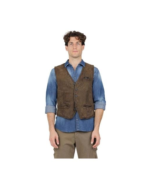 The Jack Leathers Lederweste Für Stilvolles Aussehen in Blue für Herren