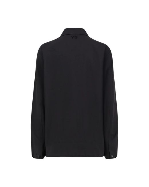 Y-3 Zwarte Jassen Met Brede Kraag in het Black voor heren