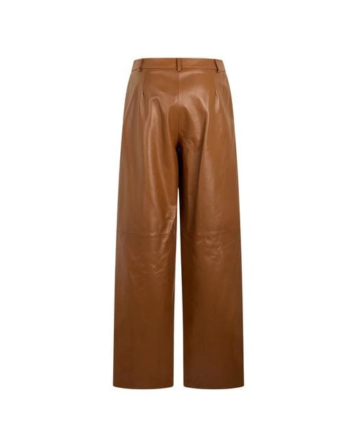 Max Mara Brown Leather Trousers