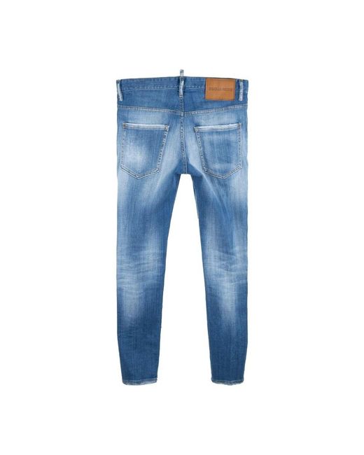 DSquared² Knopf jeans mit lederpatch in Blue für Herren