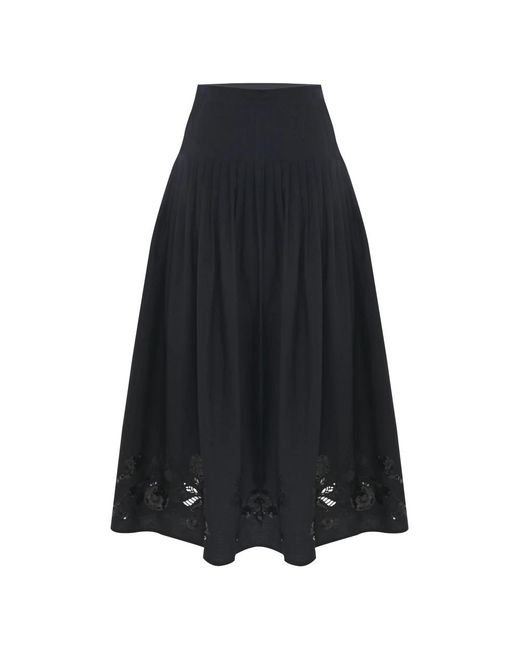 Kocca Rokken ,Zwart ,Elegante Kant Detail Flowing Rok in het Blue