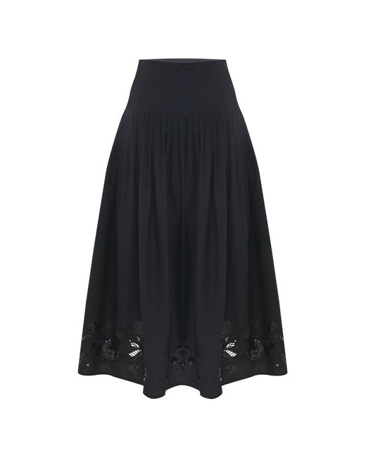 Kocca Rokken ,Zwart ,Elegante Kant Detail Flowing Rok in het Blue