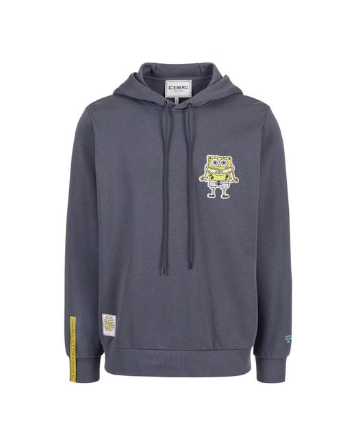 Iceberg Dunkelgraues Kapuzenpullover Mit Spongebob-Patch Und Gesticktem Logo in Blue für Herren