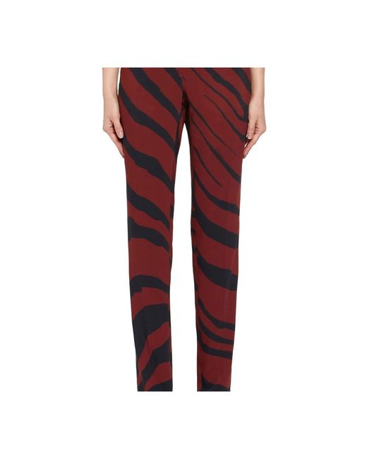 Roberto Cavalli Red Zebra Print Trousers