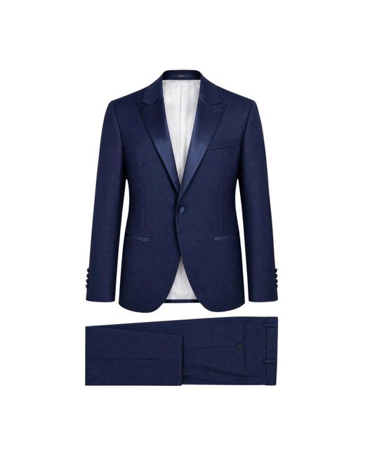 Paoloni Blue Single Breasted Suits for men