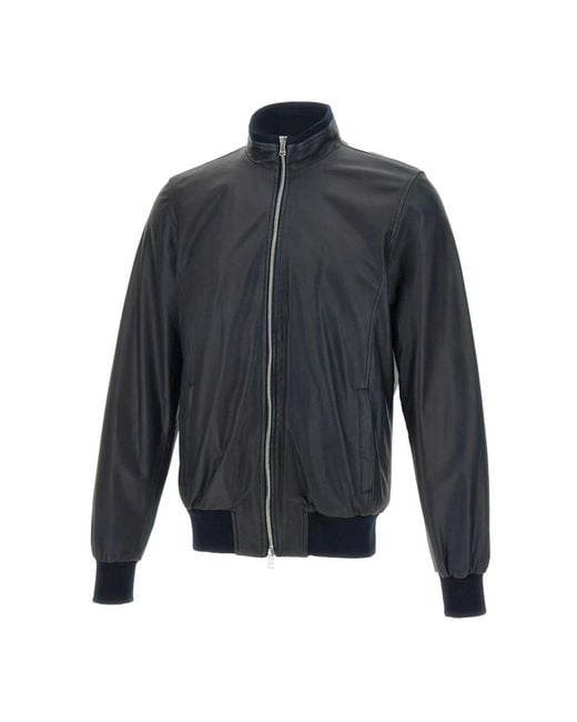 Barba Napoli Blue Leather Jackets for men
