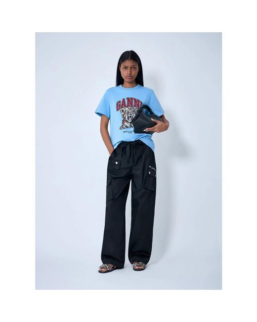 Ganni Blue Wide Trousers