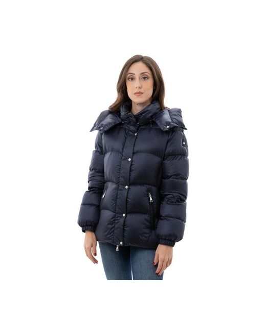 Add Blue Blaue Polyamid Daunenjacke Mit Kapuze
