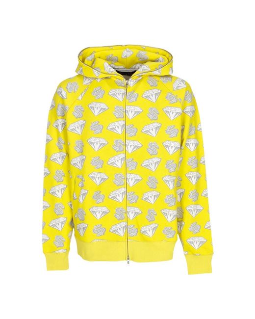 Billionaire Hoodies & Sweatvesten ,Geel ,Katoen Diamonds & Dollars Rits Hoodie in het Yellow voor heren