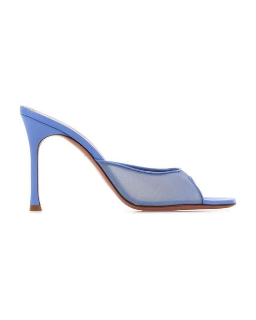 AMINA MUADDI Blue Heeled Mules