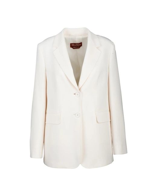 Max Mara Afgeronde Linz Jas Met Knoopsluiting in het White