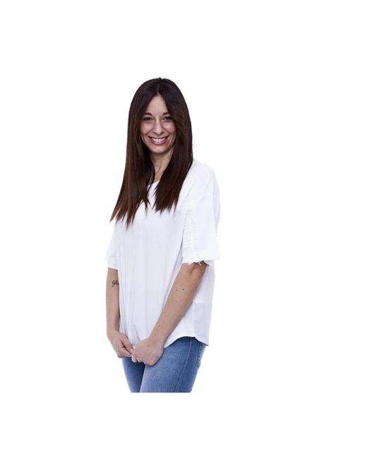 Alpha Studio Overhemden ,Wit ,Jersey Kraag Stijl Top in het White