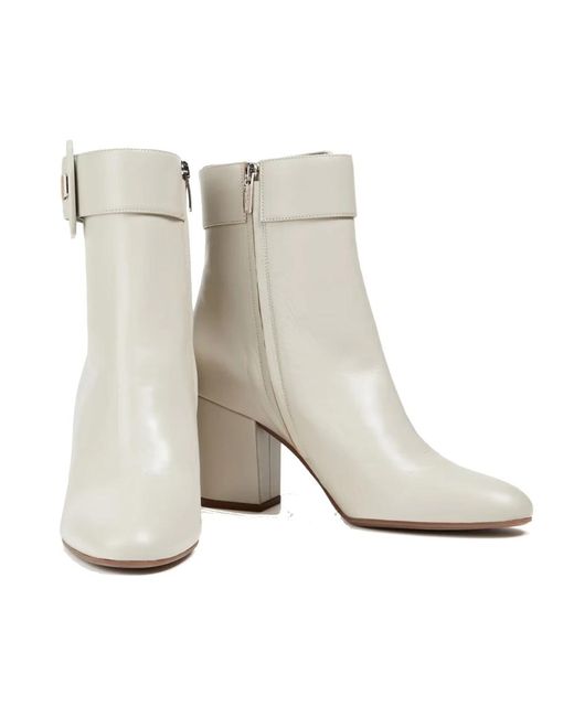 Sergio Rossi White Buckled Leather Ankle Boots