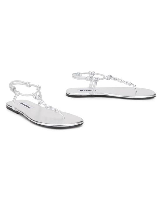Jil Sander White Tangle Flat Sandal