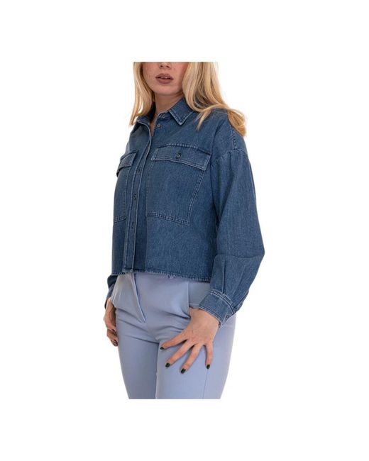Weekend by Maxmara Blue Denim Bluse Mit Seitenschlitzen