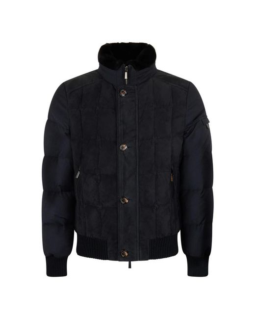 Moorer Jassen ,Blauw ,Leer Front Button Jacket in het Blue voor heren