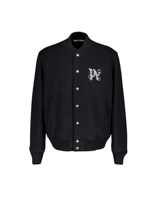 Palm Angels Monogramm Woll Bomberjacke in Blue für Herren