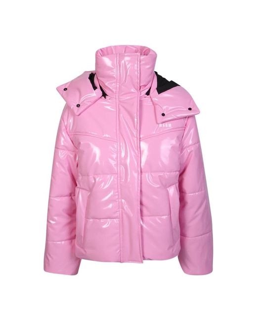 MSGM Pink Padded jacket by . The garment features a bold colour