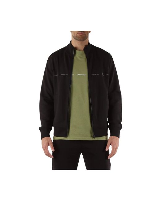 Calvin Klein Baumwolle reißverschluss logo sweatshirt in Black für Herren