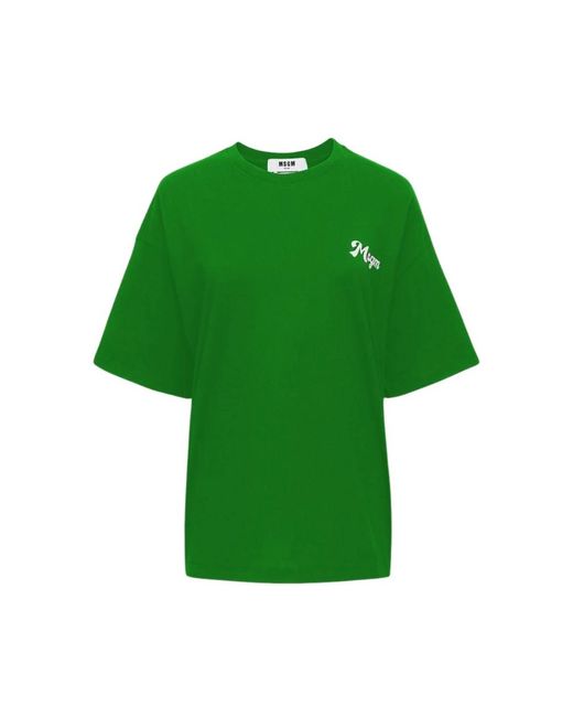 MSGM Tops ,Groen ,Katoen Groene Katoenen T-Shirt Voor Vrouwen in het Green voor heren