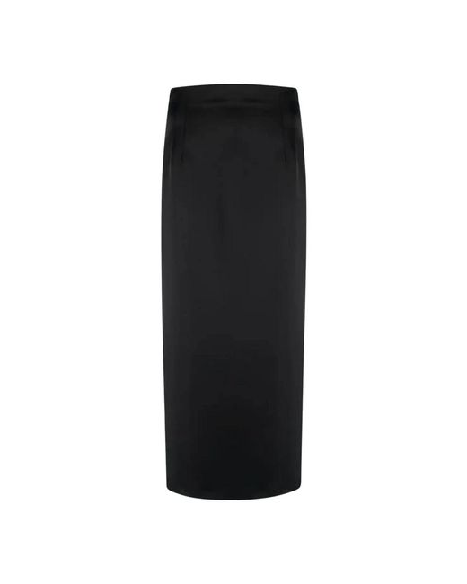 Falda midi con abertura trasera en punto roma Semicouture de color Black