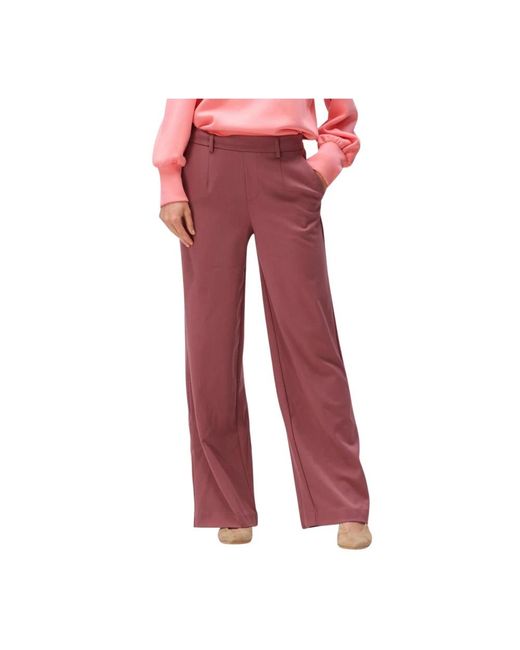 Object Broeken ,Roze ,Polyester Objlisa Wide Pant in het Red
