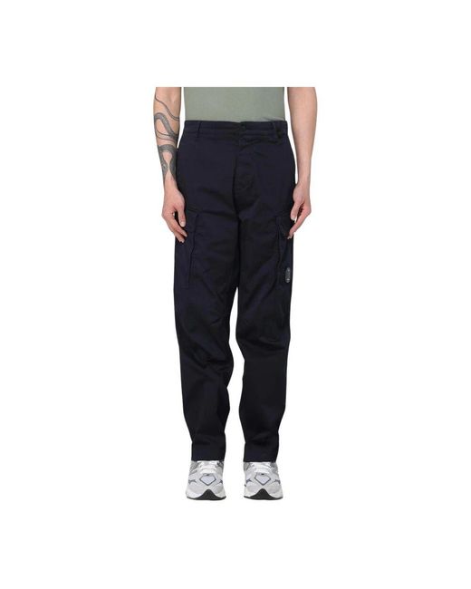 C P Company Blue Straight Trousers for men