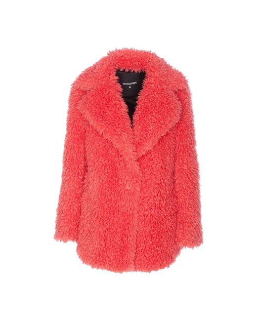 Patrizia Pepe Red Fuchsia kunstpelzjacke mit knöpfen