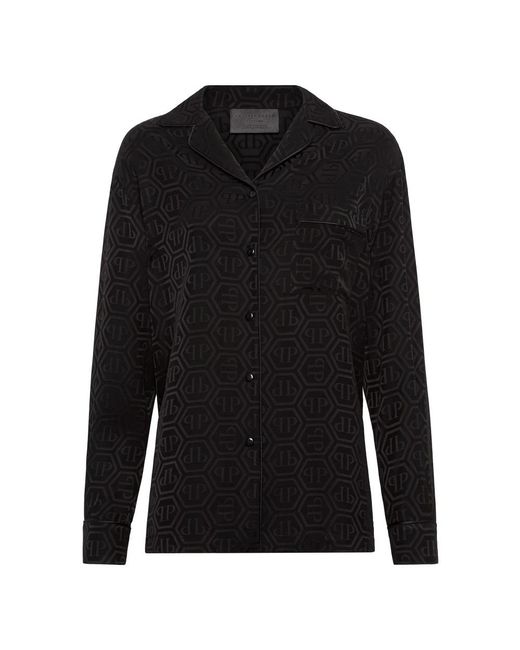 Philipp Plein Overhemden ,Zwart ,Shirt Monogram in het Black