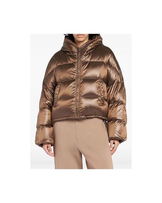 Max Mara Bruine Gewatteerde Hoodie Ritssluiting in het Brown