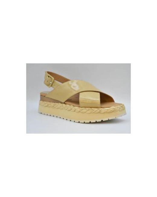 Paloma Barceló Metallic Ledersandale mit holzkeil