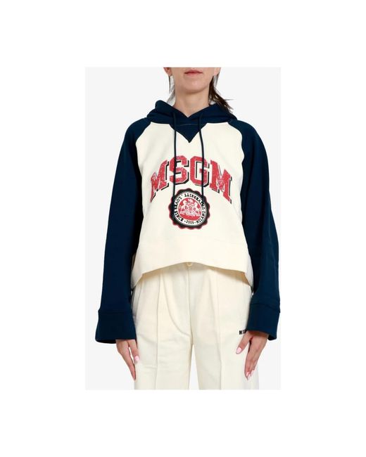 MSGM Hoodies & Sweatvesten ,Veelkleurig ,Katoen Sweatshirt Van Katoenen Jersey in het Blue