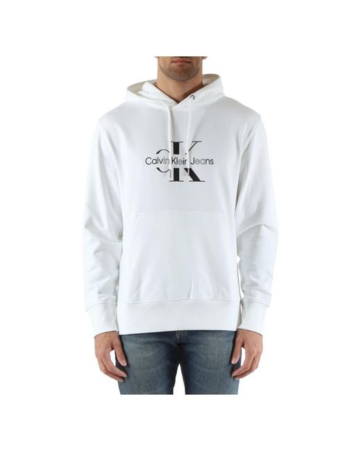 Calvin Klein Baumwoll-hoodie mit logodruck in White für Herren